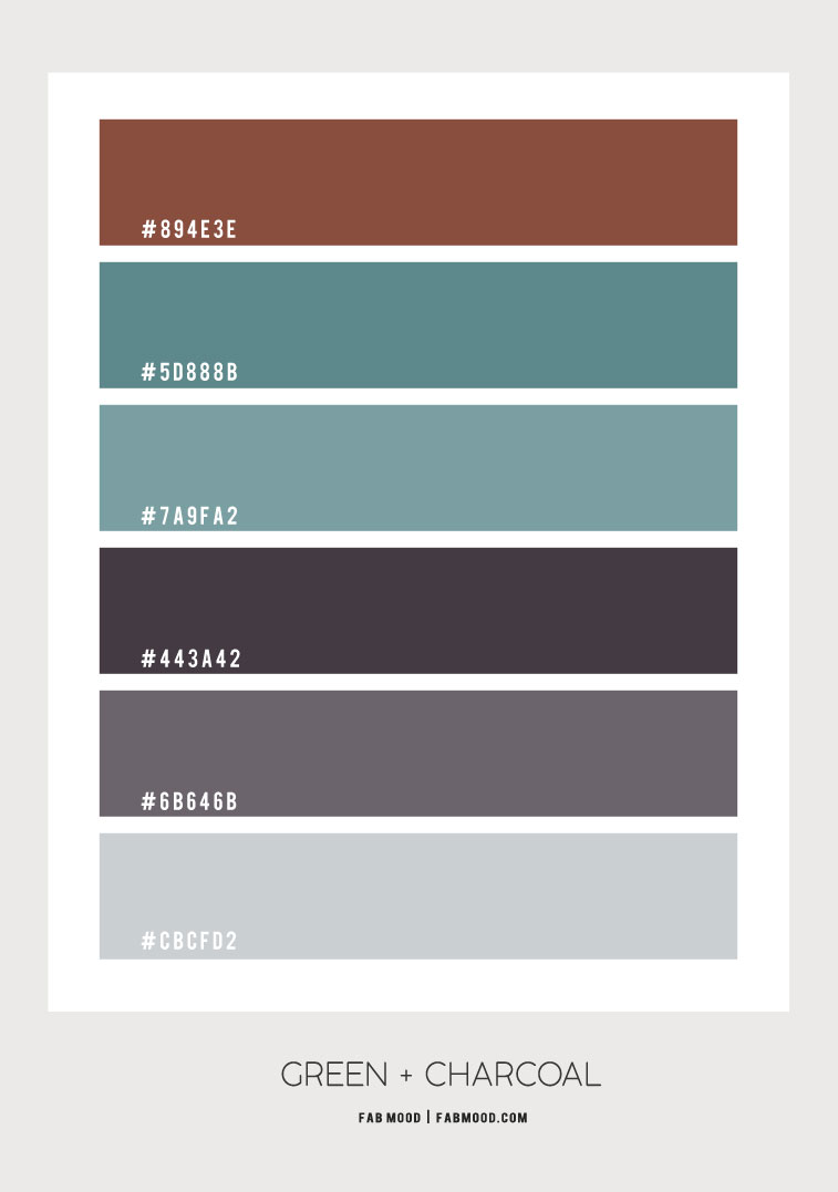 brown charcoal and sage color palette, brown and sage color combos, brown and charcoal color scheme, color palette, color scheme