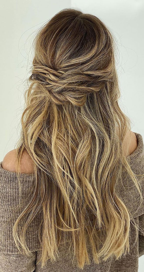 Gorgeous Half up hairstyles – 45 Stylish Ideas : Waves & Twisted