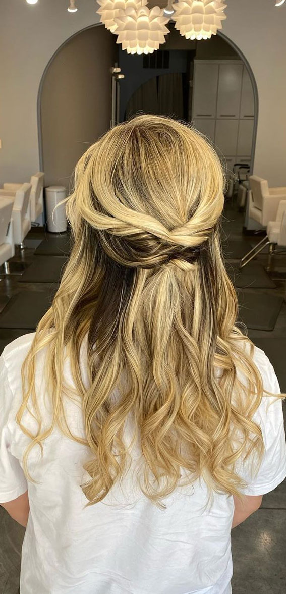 Gorgeous Half up hairstyles – 45 Stylish Ideas : Blonde half up