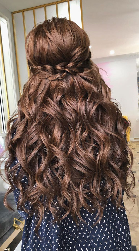 prom hairstyle ideas, half up half down hairstyle, casual half up half down hairstyles, wedding hairstyles, half up hairstyles , trendy half up half down hairstyles, half up half down for wedding , prom hairstyles #halfuphairstyle 