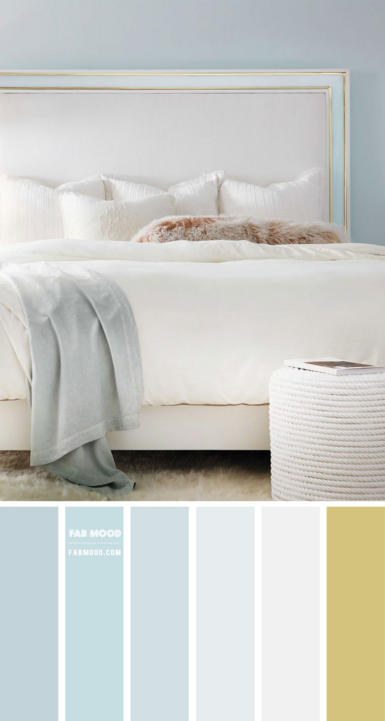 7 Calming Color Palettes for Bedroom – Baby Blue and Gold Bedroom