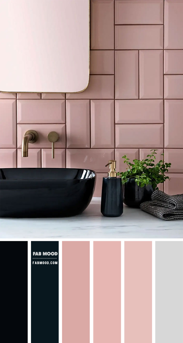 black and pink bathroom, black and pink color for bathroom, pink bathroom, pink bathroom ideas