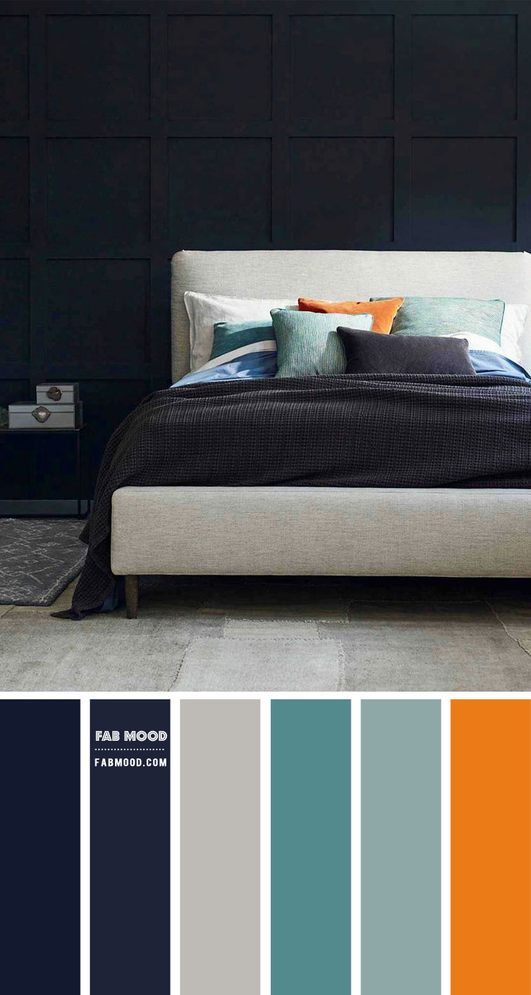 deep blue and grey bedroom, deep blue and teal, deep blue and grey bedroom color palette, blue and grey bedroom #bedroom #bedroomcolor #bedroomcolorideas #color #colorideas #colorcombo