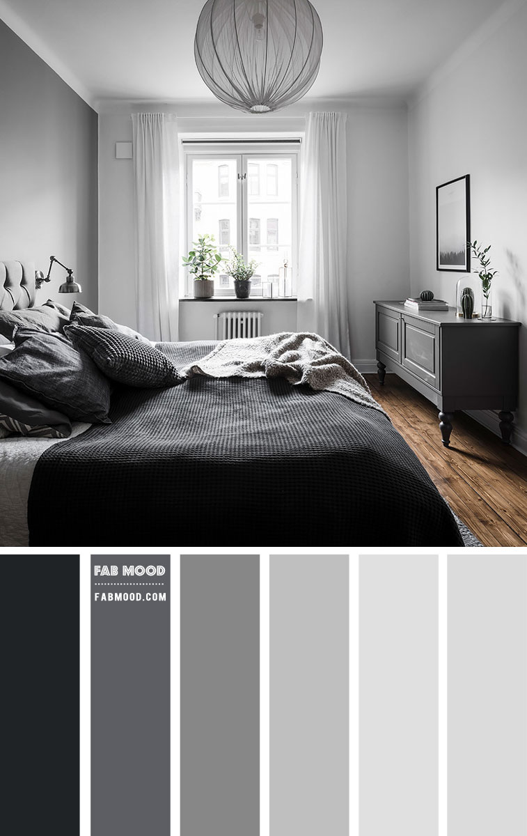 Black and shades of grey bedroom color scheme