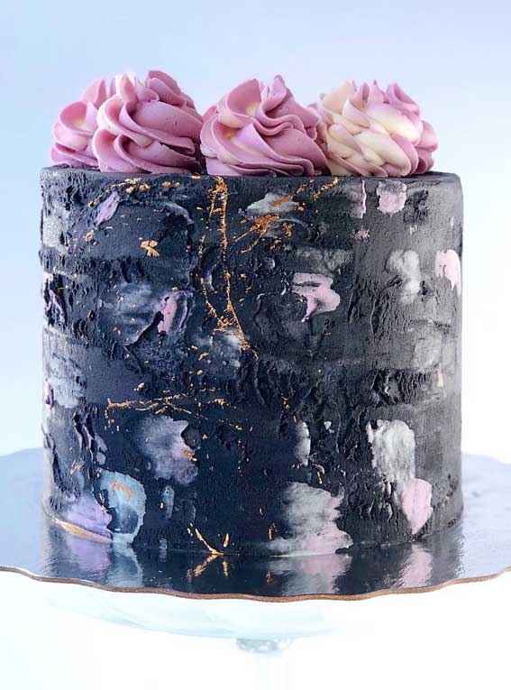 painted cake, black cake , celebration cake , birthday cake ideas , painted birthday cake , colorful cake #cake #cakedecorating #caketrends #birthdaycake