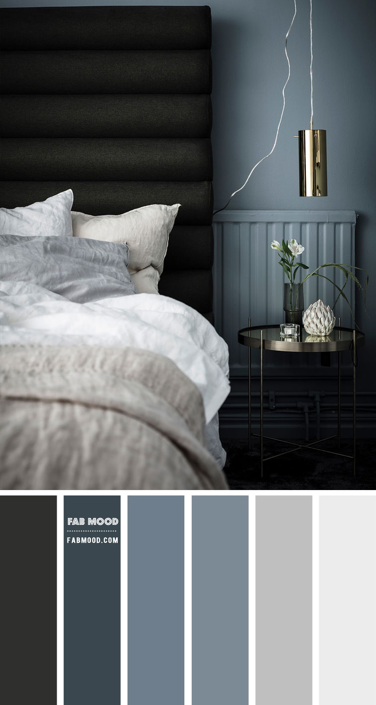 Blue Grey and Charcoal Bedroom Color Scheme