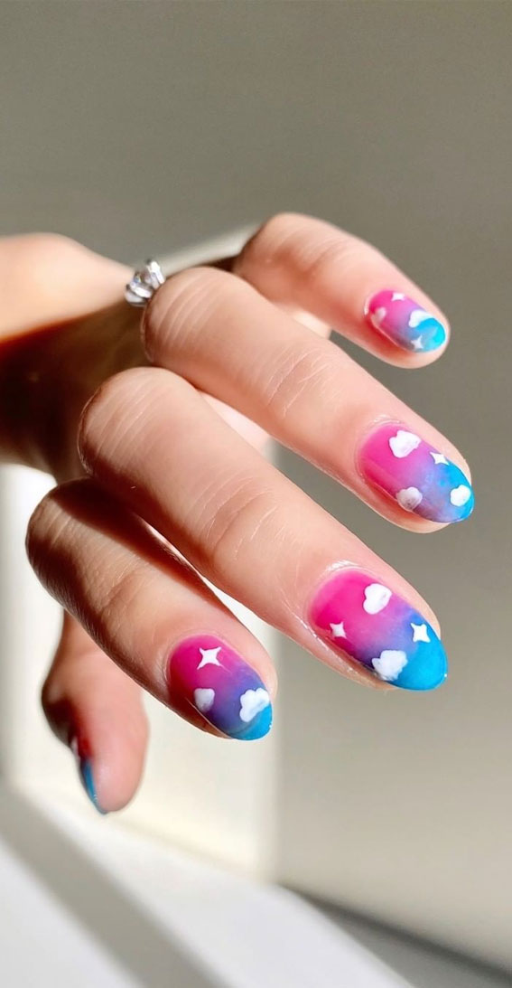 cloud nails art, cloud nails, cloud nails trend, cloud nail pink, cloud nails pink, cloud nails design