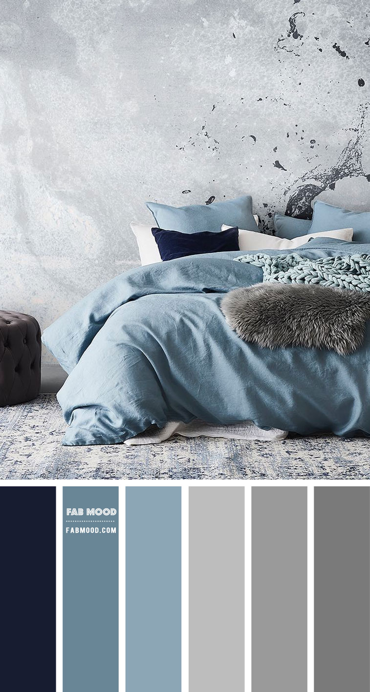 Dusty Blue and Grey Bedroom Color Scheme