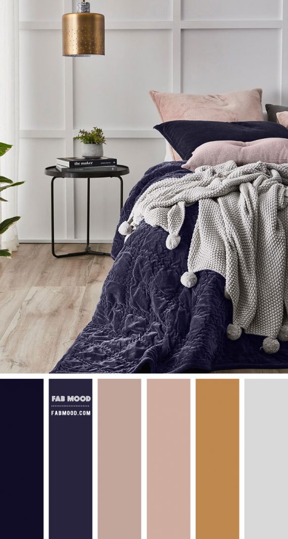 Grey and Indigo Bedroom Color Scheme