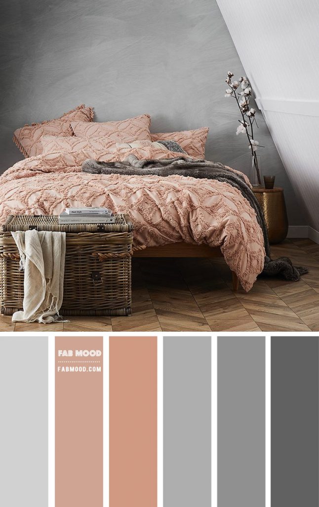 Grey and Peach Bedroom Color Scheme