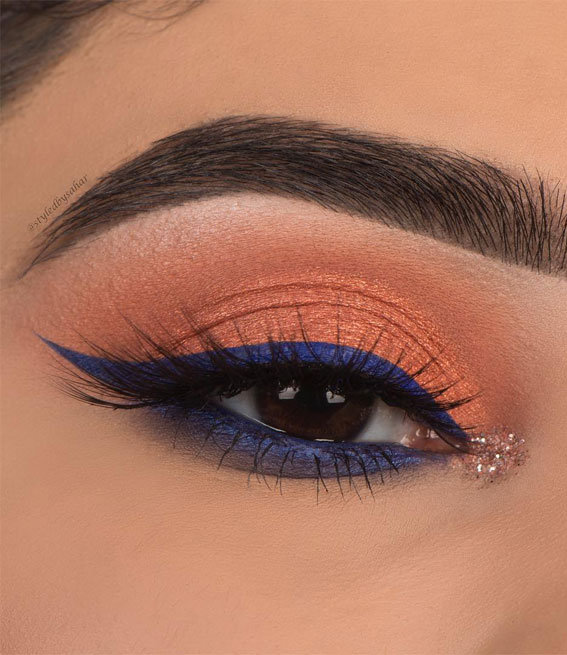 Gorgeous Eyeshadow Looks The Best Eye Makeup Trends – Peach and blue