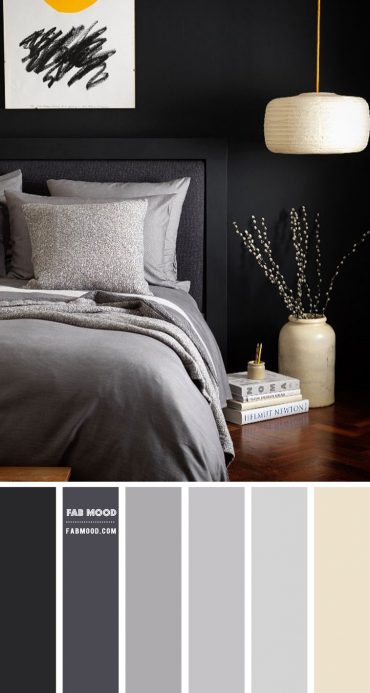 Charcoal and Grey Bedroom Colour Scheme | Dark Bedroom Walls