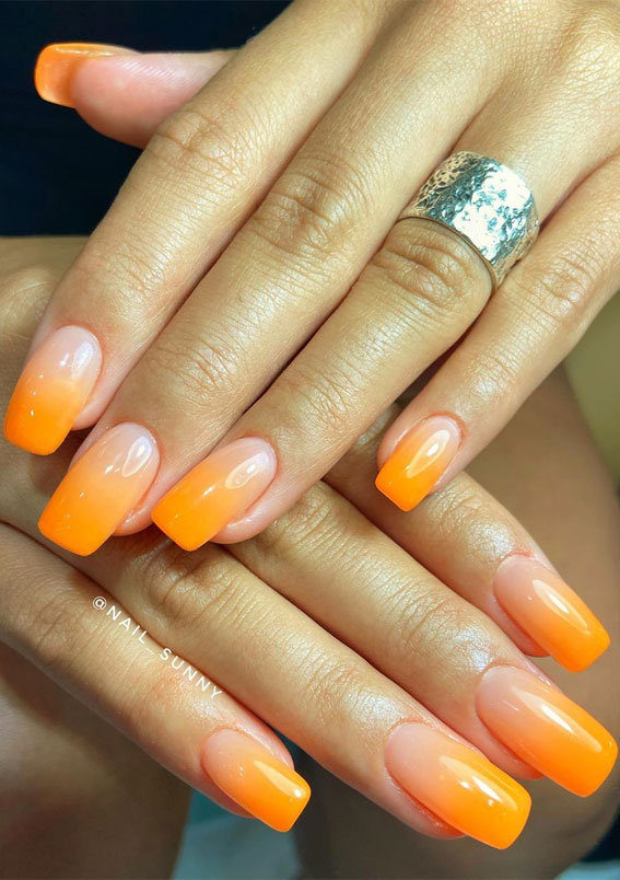 39 Chic Nail Design Ideas For Summer Ombre Orange Nails