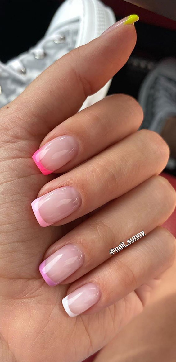 39 Chic Nail Design Ideas For Summer – Colored French Tips