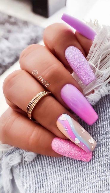 57 Pretty Nail Ideas The Nail Art Everyone’s Loving – Purple ombre nails