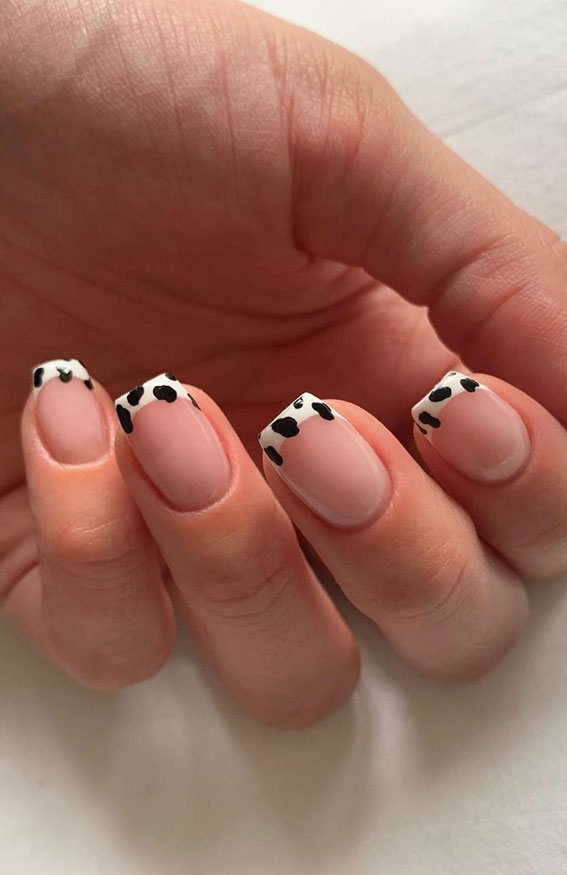 Cow Print Nails . Cute Press on Nails. Square Nails. Custom Designs. Nails.  Press on Nails. Pink Nails . Matte Nails - Etsy