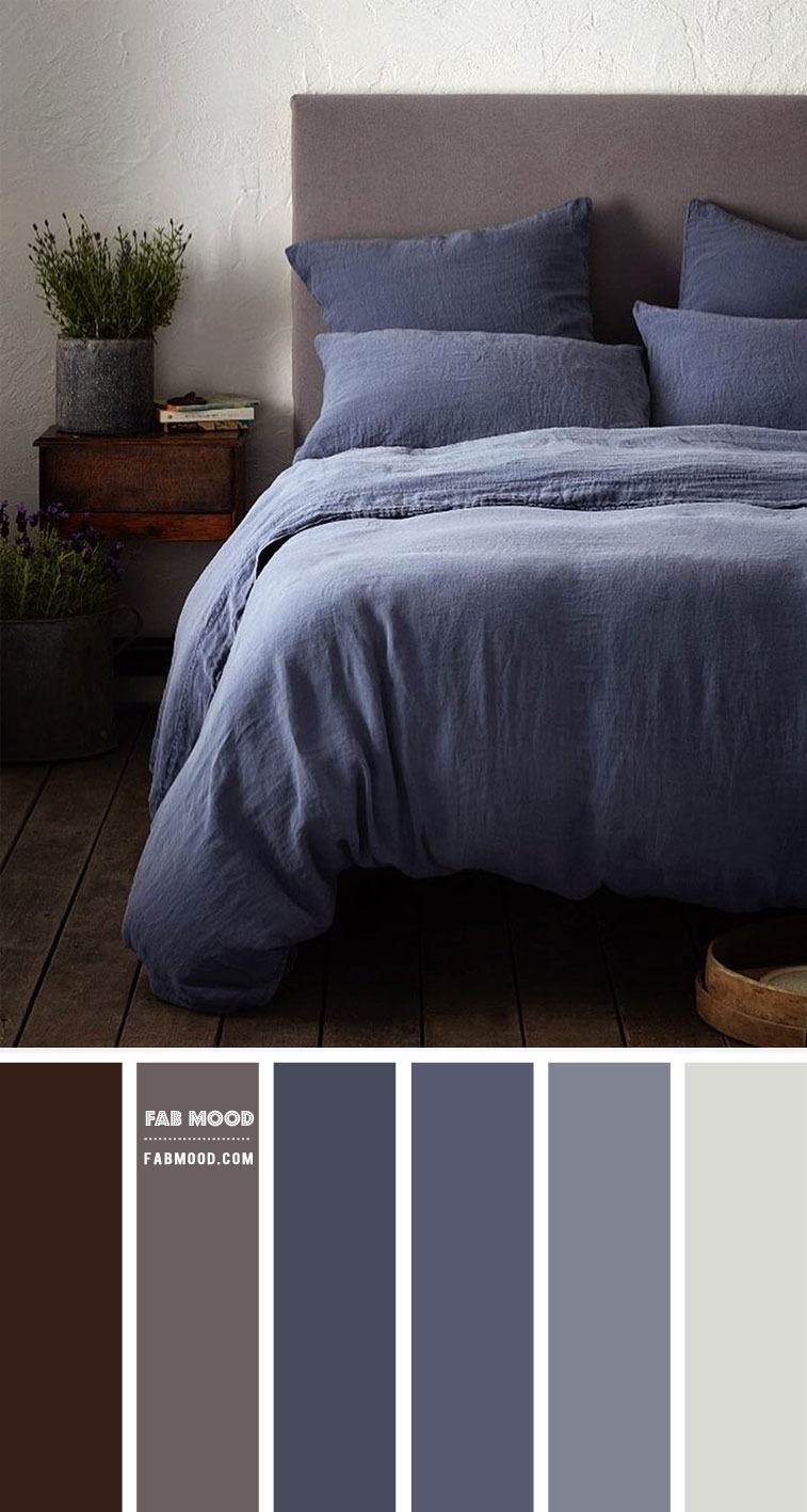 Denim Blue and Brown Grey Bedroom Colour Scheme