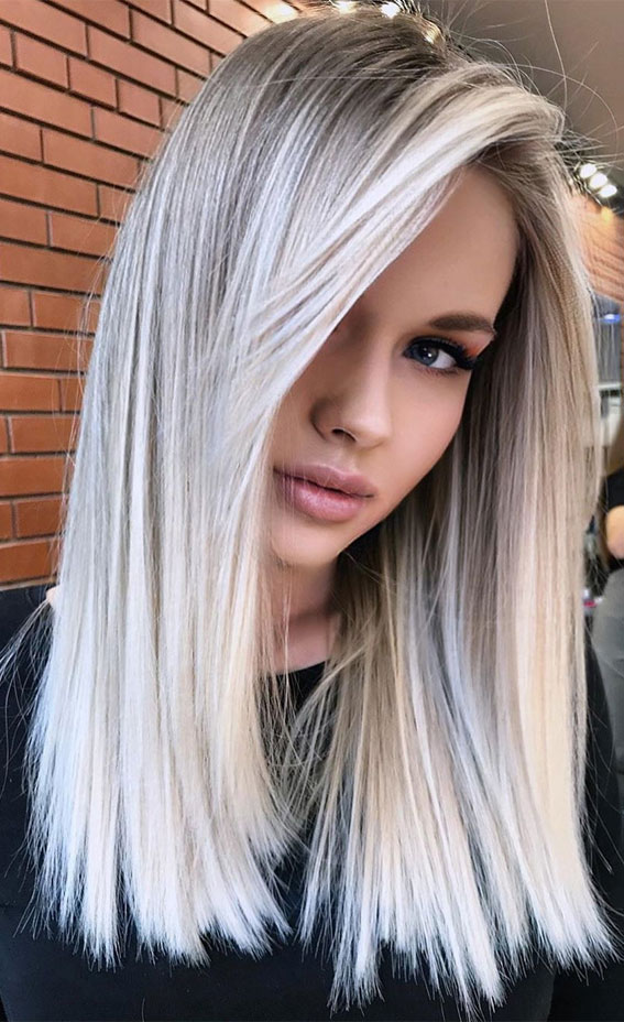 Gorgeous Hair Colour Ideas That Worth Trying – Icy lob hairstyle