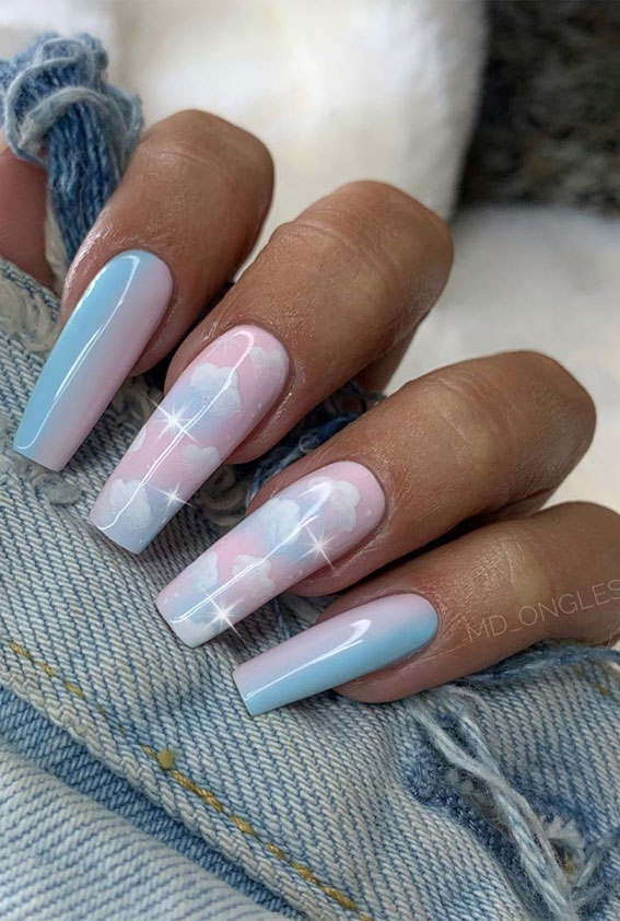 cloud nails art, cloud nails, cloud nails trend, cloud nail pink, cloud nails pink, cloud nails design