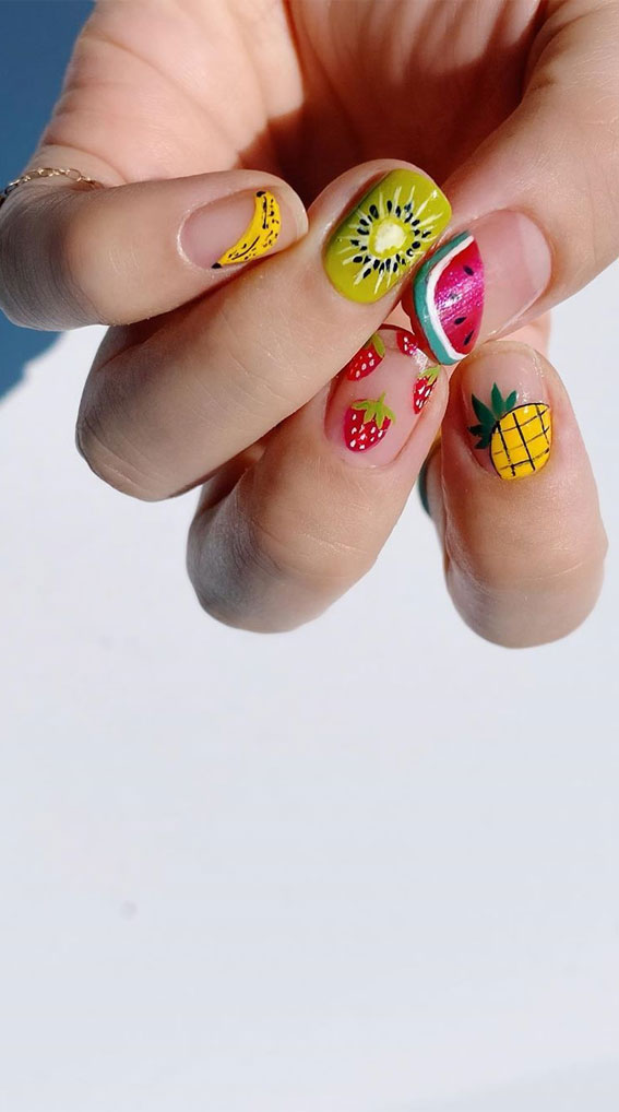 fruit nails, fruit nails art , summer nails, summer nails art, summer nails design, summer nails colors, bright summer nails, summer nails ideas #summernails #nailart