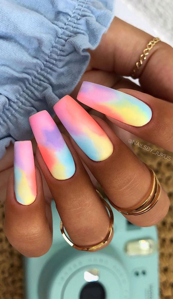 Tie-dye Rainbow French Manicure Custom Press on Nails - Etsy