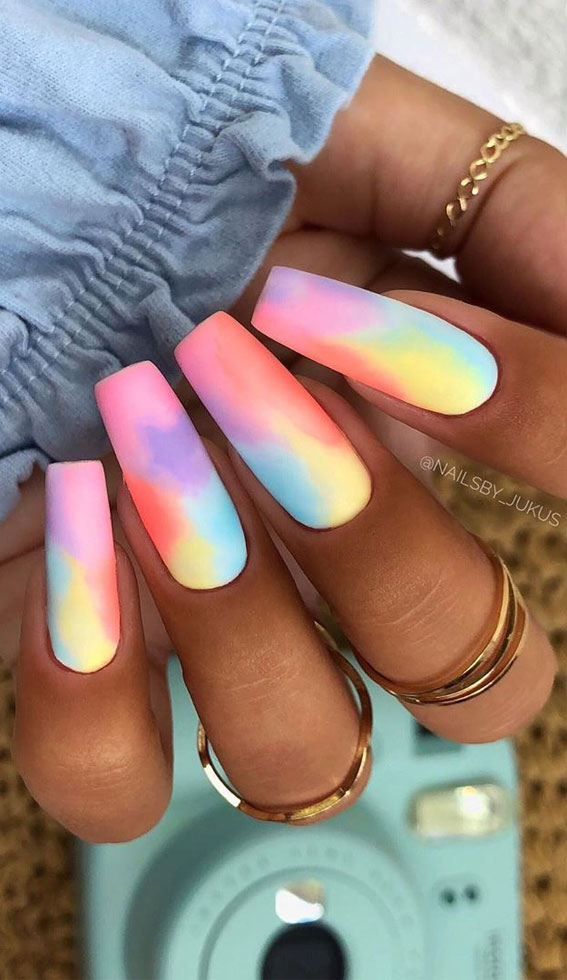 57 Pretty Nail Ideas The Nail Art Everyone’s Loving – Tie dye nails design