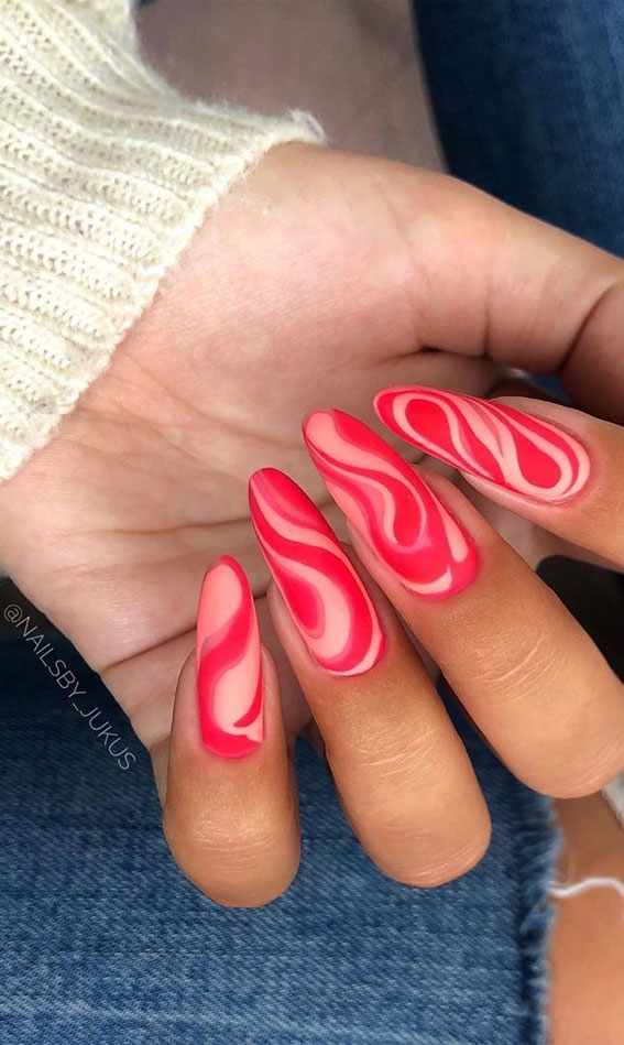 57 Pretty Nail Ideas The Nail Art Everyone's Loving – Bright Pink Swirl Nail  Design