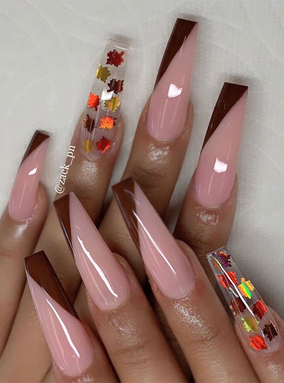 fall nails, brown nails, autumn nail ideas, acrylic nails #fallnails #fallnailsdesign