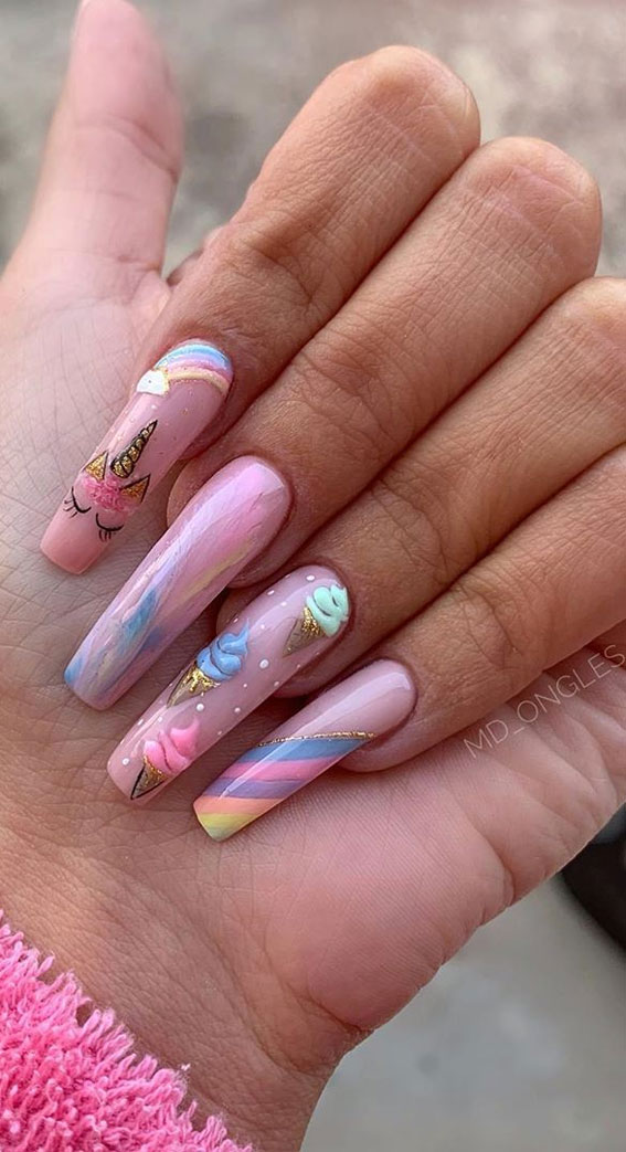 unicorn nails, summer nails, summer nails art, summer nails design, summer nails colors, bright summer nails, summer nails ideas #summernails #nailart