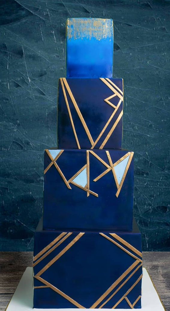 These 50 Jaw-Dropping Wedding Cakes Deserve To Be Framed : deep blue