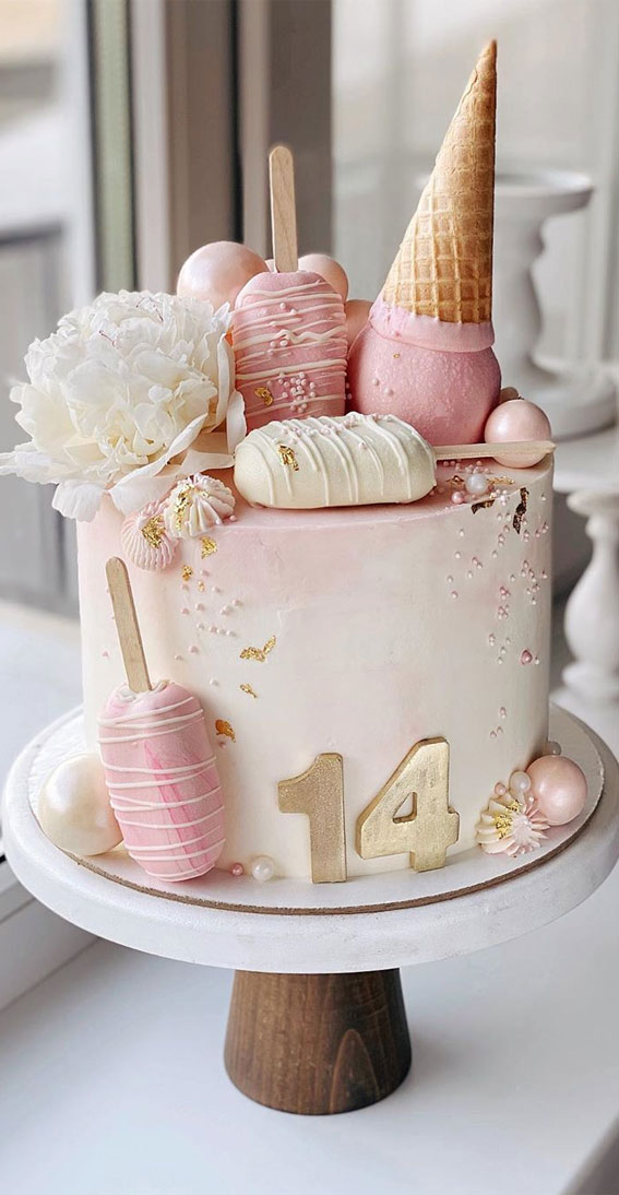 cute birthday cake, 14th birthday cake #birthdaycake #cakeideas