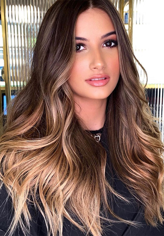 15 Chocolate brown hair color with caramel highlights : bright blonde caramel