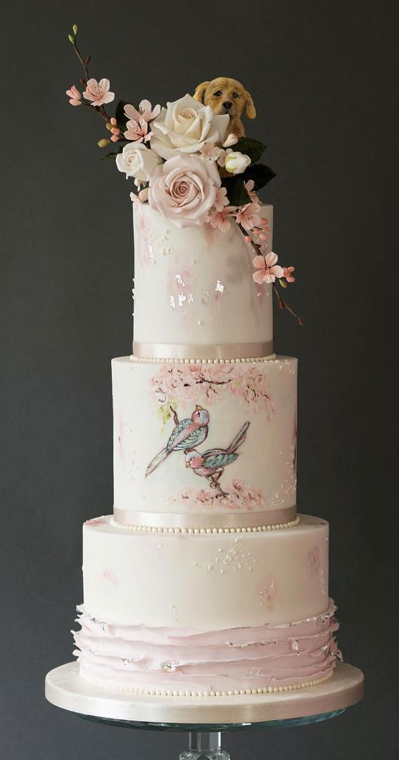 These 50 Jaw-Dropping Wedding Cakes Deserve To Be Framed : Cherry Blossom and Roses