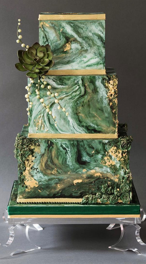 These 50 Jaw-Dropping Wedding Cakes Deserve To Be Framed : Ebru art Wedding Cake