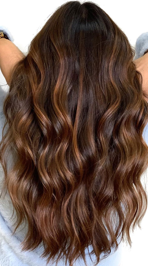 brown hair color with highlights, shades of brown hair color, chocolate brown hair color, brunette hair with highlights, brunette hair color, brown hair dye, chocolate hair color with caramel highlights, dark brown hair color #brownhair #brownhairhighlights #chocolatebrownhair