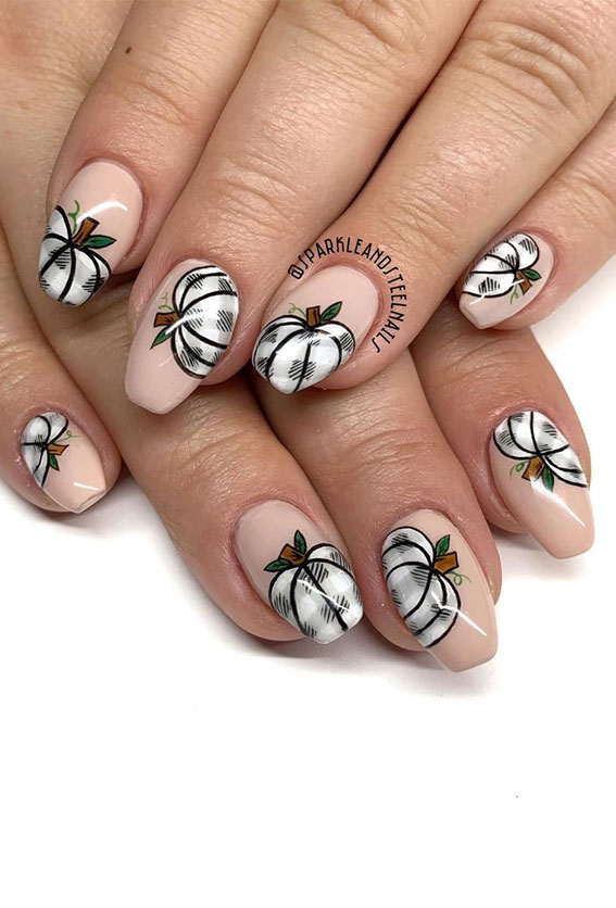 pumpkin nail design, fall nail designs 2020, autumn nail designs 2020, gel nail designs for fall, nail art designs 2020 #nailartdesigns #naildesigns fall nail colors 2020 #fallnailideas fall 2020 nail trends, fall 2020 nail color trends