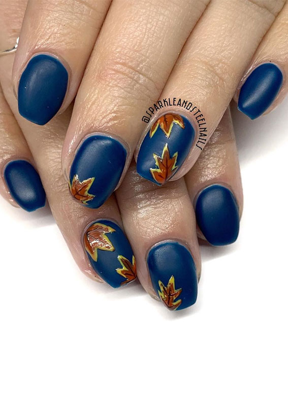 fall leaf nail design, fall nail designs 2020, autumn nail designs 2020, gel nail designs for fall, nail art designs 2020 #nailartdesigns #naildesigns fall nail colors 2020 #fallnailideas fall 2020 nail trends, fall 2020 nail color trends