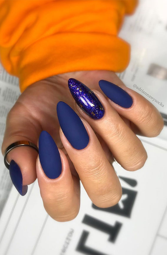 dark blue nails, fall blue nails, fall dark blue nails, matte dark blue nails #mattebluenails #fallbluenails
