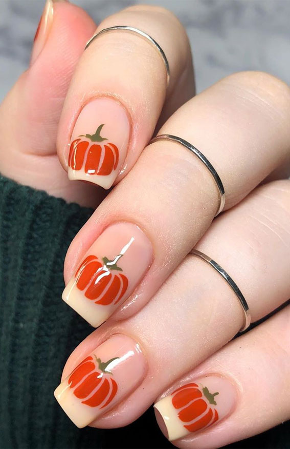 40 Beautiful Nail Design Ideas To Wear In Fall : Pumpkin nails