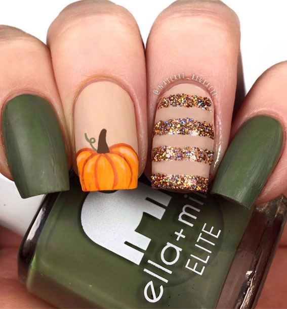 22 Trendy Fall Nail Design Ideas : Pumpkin fall nails