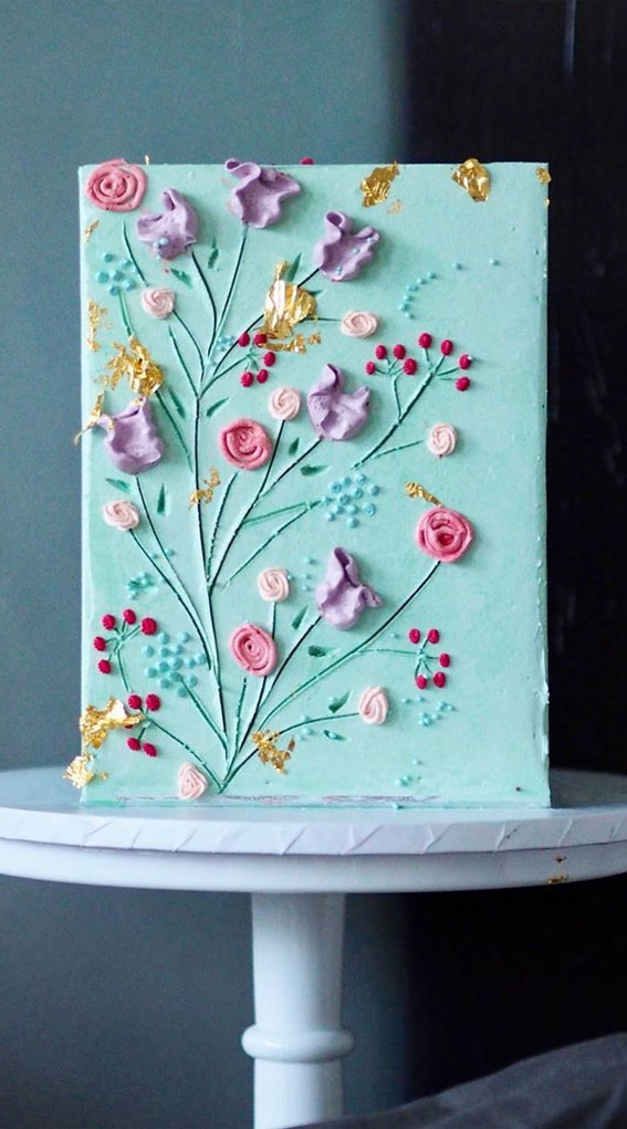 These 50 Beautiful Wedding Cake Designs You Will Be Blown Away : Pastel floral piping