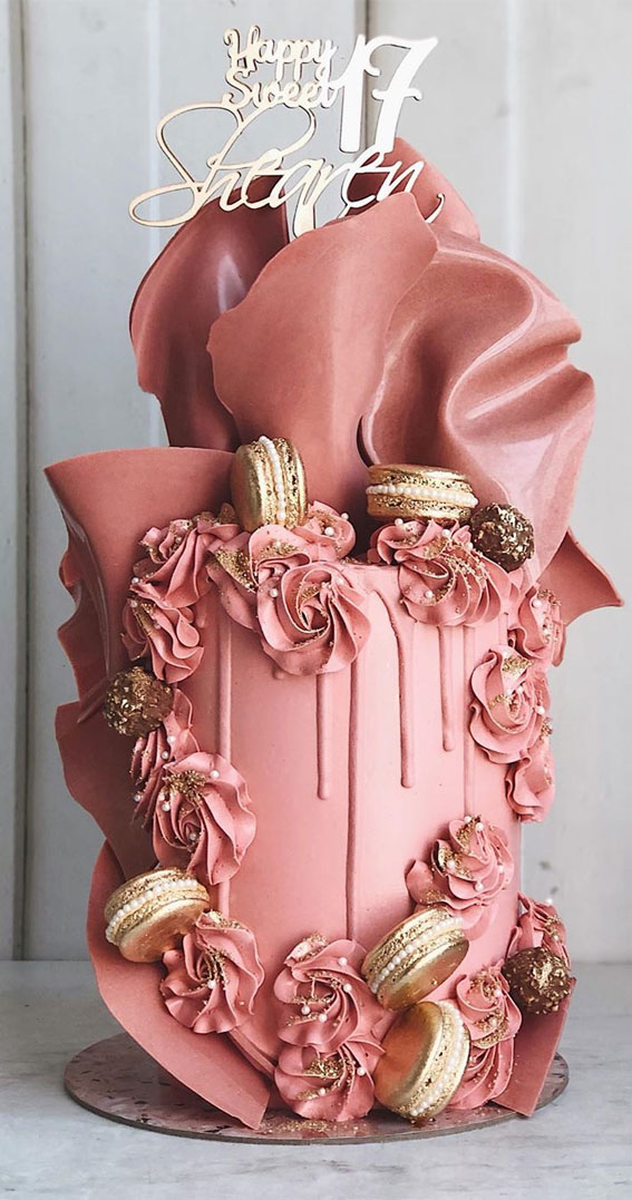dusty rose birthday cake #birthdaycake #17th #birthday birthday cake ideas , pink birthday cake