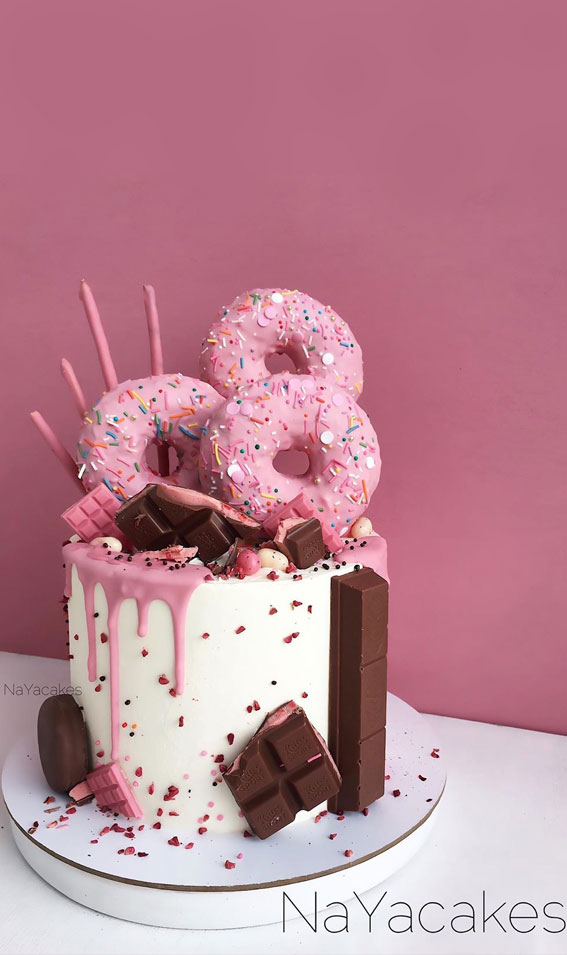 birthday cake, birthday cake, pink and blue cake #birthdaycake #birhtday pink icing drip cake