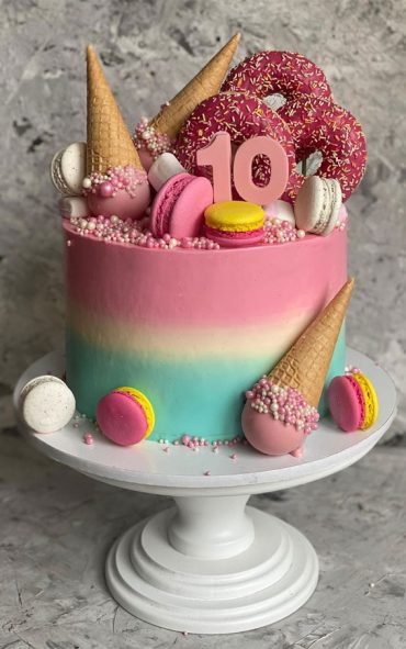 49 Cute Cake Ideas For Your Next Celebration : Ombre pink, yellow and