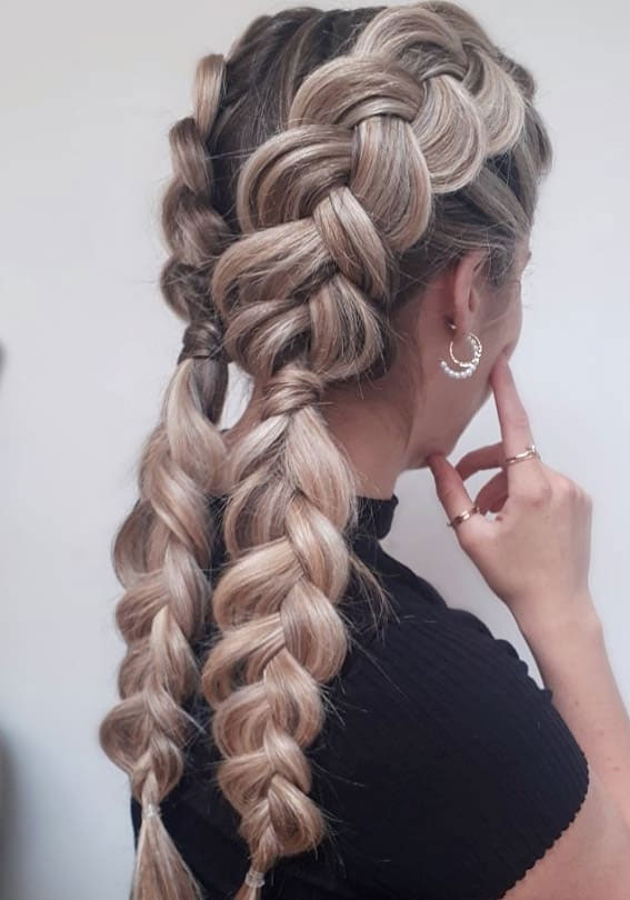 double braided hairstyle, double dutch braided hairstyle, hairstyles, braided hairstyle, braided, braids, dutch braids, dutch braided hairstyle ideas #braidedhairstyle #braid #hairstyle