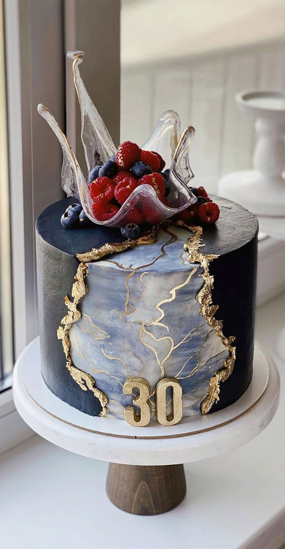 49 Cute Cake Ideas For Your Next Celebration : Black cake with marble