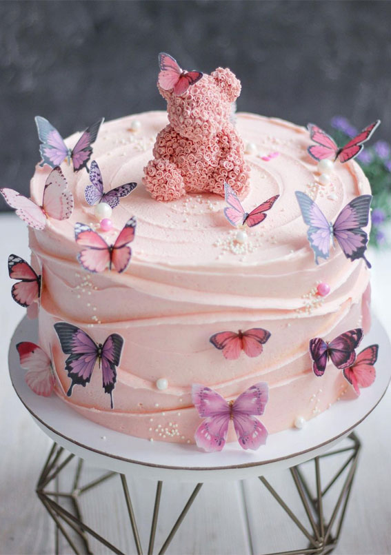 Large Pink Flowers Cake