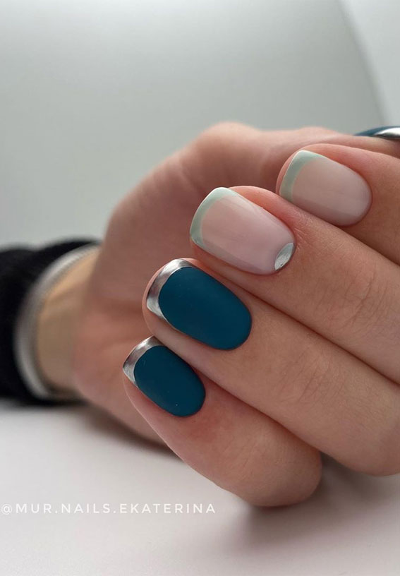 Gorgeous Nail Designs to Celebrate the Season : Ombre Blue Grey Matte Nails