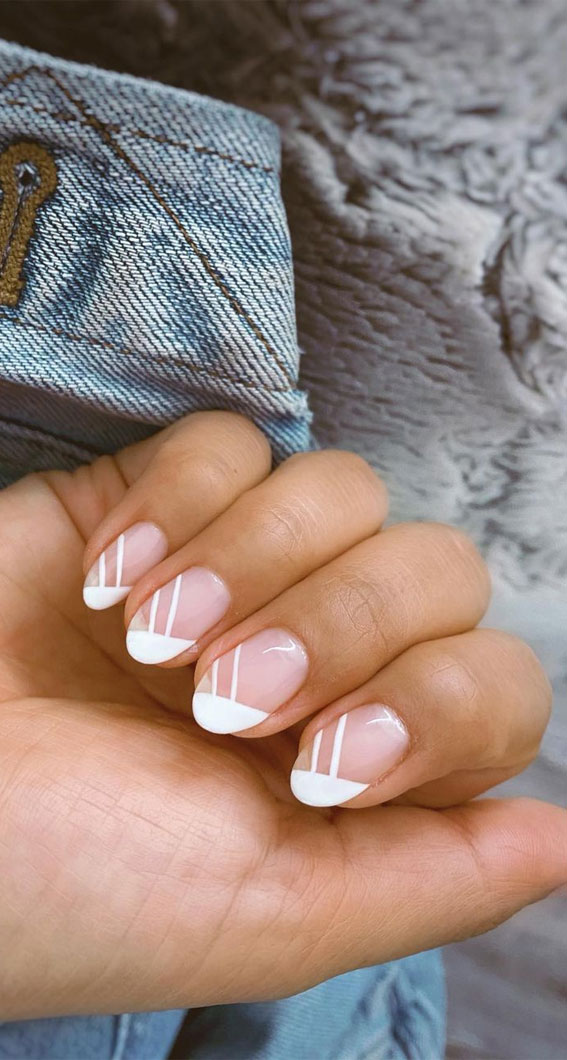 french nails, nude nails, modern french nails #nailart #whitetips white nail tips