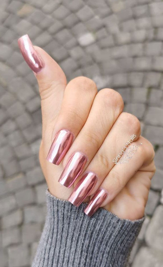 47 Beautiful Nail Art Designs Ideas Metallic Rose Gold Nails